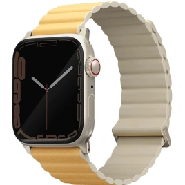 Ремешок Uniq Revix Premium для Apple Watch 44/45/49 Canary Yellow/Ivory