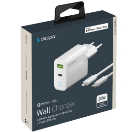 Сетевое зарядное устройство Deppa 20W USB-A/USB-C 11396 White