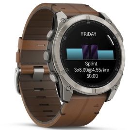 Смарт-часы Garmin Fenix 8 51mm Amoled Sapphire Bare Titanium Black with Chestnut Leather Band with Grapphite Silicone Band (010-02905-40)