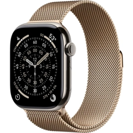 Смарт-часы Apple Watch Series 11 46mm Natural Titanium Case with Gold Milanese Loop M/L