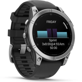 Смарт-часы Garmin Fenix E 47mm Amoled Stainless Steel With Black Silicone Band (010-03025-00)