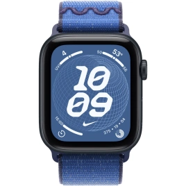 Смарт-часы Apple Watch SE (2025) 44mm Midnight Aluminum Case with Blue Ribbon Nike Sport Loop