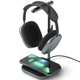 Беспроводное зарядное устройство Satechi 2-in-1 Headphone Stand with Wireless Charger Space Grey