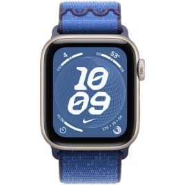 Смарт-часы Apple Watch SE (2025) 40mm Starlight Aluminum Case with Blue Ribbon Nike Sport Loop
