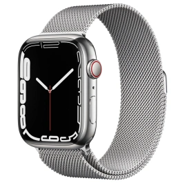 Смарт-часы Apple Watch Series 7 GPS + Cellular 45mm Silver Stainless Steel Case with Milanese Loop Silver (MKJW3/MKJE3)