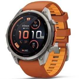Смарт-часы Garmin Fenix 9 Pro 47mm Amoled (010-04336-01) Titanium with Autumn Orange/Spark Orange Silicone Band (inReach)