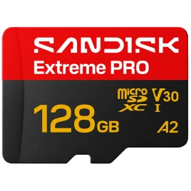 Карта памяти Sandisk Extreme Pro 128GB MicroSDXC Class 10/UHS-1/U3/V30 A2 SDSQXCJ-128G-GS6MA