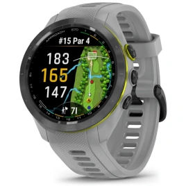 Смарт-часы Garmin Approach S70 42mm (010-02746-01) Black/Amp Yellow with Powder Gray Silicone Band