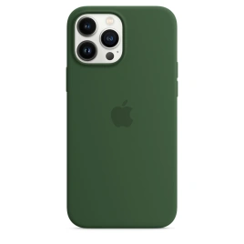 Силиконовый чехол Apple MagSafe для iPhone 13 Pro Max Зелёный клевер