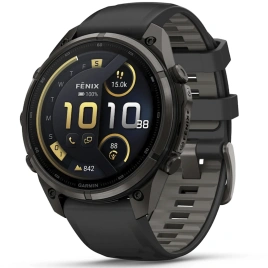 Смарт-часы Garmin Fenix 9 Pro 43mm Amoled (010-04335-11) Carbon Gray DLC Titanium with Black/Pebble Gray Silicone Band (inReach)