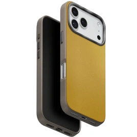 Чехол Uniq Lyden DS Dual-Tone Premium Leatherette Case with MagClick для iPhone 17 Pro Max Canary Yellow/Flint Gray