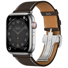 Смарт-часы Apple Watch Hermes Series 7 GPS + Cellular 45mm Silver Stainless Steel Case with Single Tour Deployment Buckle Ebene
