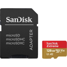 Карта памяти Sandisk Extreme 128GB microSDXC Class+ SD Adapter 10/UHS-I/U3//160 Мб/с SDSQXA1-128G-GN6MA