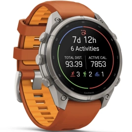 Смарт-часы Garmin Fenix 9 Pro 47mm Amoled (010-04336-01) Titanium with Autumn Orange/Spark Orange Silicone Band (inReach)