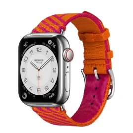Смарт-часы Apple Watch Hermes Series 7 GPS + Cellular 41mm Silver Stainless Steel Case with Jumping Single Tour Orange/Rose Mexico