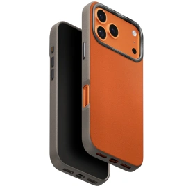 Чехол Uniq Lyden DS Dual-Tone Premium Leatherette Case with MagClick для iPhone 17 Pro Max Flame Orange/Flint Gray
