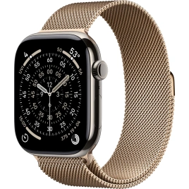 Смарт-часы Apple Watch Series 11 42mm Natural Titanium Case with Gold Milanese Loop