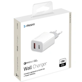 Сетевое зарядное устройство Deppa 18W USB-A/USB-C 11399 White