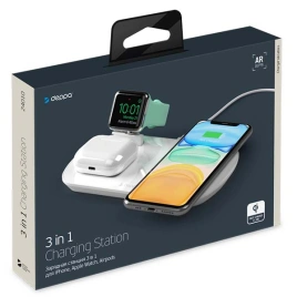 Беспроводное зарядное устройство Deppa 3 в 1 Для IPhone, Apple Watch, Airpods (24010) White