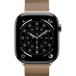 Смарт-часы Apple Watch Series 11 46mm Natural Titanium Case with Gold Milanese Loop S/M