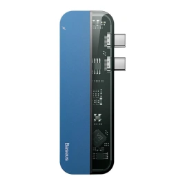 Хаб Baseus Transparent Series Dual Type-C Multifunctional HUB Adapter Type-C to Type-C 2+USB3.0 2+HDMI 1 (CAHUB-TS03) Blue