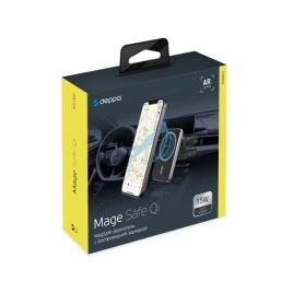 Автомобильный держатель Deppa Mage Safe Qi для iPhone, магнитный (55185) Black