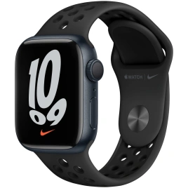 Смарт-часы Apple Watch Series 7 GPS 45mm Midnight/Black (Темная ночь/Черный) Nike Sport Band (MKNC3RU/A)
