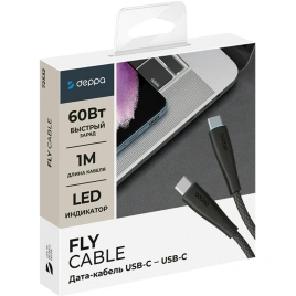 Кабель Deppa Fly USB-С/USB-С, 60ВW, 1m,72532 Black