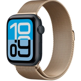 Смарт-часы Apple Watch SE (2025) 44mm Midnight Aluminum Case with Gold Milanese Loop