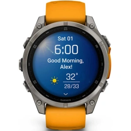 Смарт-часы Garmin Fenix 8 47mm Amoled Sapphire (010-02904-11) Titanium with Spark Orange/Graphite Silicone Band