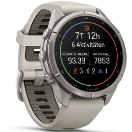Смарт-часы Garmin Fenix 9 Pro 43mm Amoled (010-04335-81) Titanium with Fog Gray/Dark Sandstone Silicone Band (inReach)