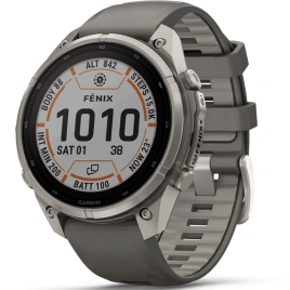 Смарт-часы Garmin Fenix 9 Pro 47mm Solar (010-04338-01) Titanium with Pebble Gray/Silver Gray Silicone Band (inReach)