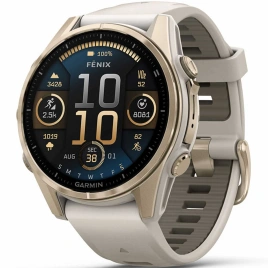 Смарт-часы Garmin Fenix 8 43mm Amoled Sapphire (010-02903-11) Soft Gold with Fog Gray/Dark Sandstone Silicone Band