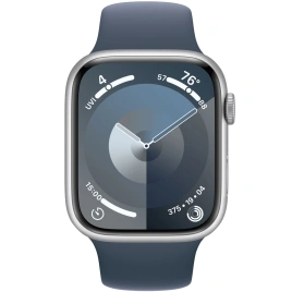 Смарт-часы Apple Watch Series 9 45mm Silver Aluminum Case with Storm Blue Sport Band M/L (MR9E3)