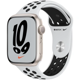 Смарт-часы Apple Watch Series 7 GPS 45mm Starlight/Grey (Сияющая звезда/Серый) Nike Sport Band (MKNA3)