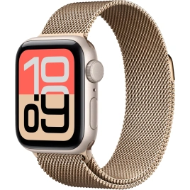 Смарт-часы Apple Watch SE (2025) 40mm Starlight Aluminum Case with Gold Milanese Loop