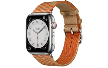 Смарт-часы Apple Watch Hermes Series 7 GPS + Cellular 45mm Silver Stainless Steel Case with Jumping Single Tour Kraft/Orange
