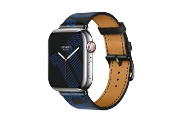 Смарт-часы Apple Watch Hermes Series 7 GPS + Cellular 41mm Silver Stainless Steel Case with Circuit H Single Tour Noir/Bleu Electrique