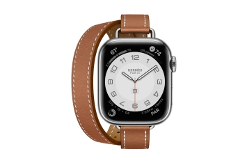 Смарт-часы Apple Watch Hermes Series 7 GPS + Cellular 41mm Silver Stainless Steel Case with Attelage Double Tour Gold