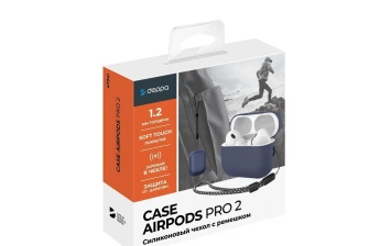 Силиконовый чехол Deppa для AirPods PRO2 с ремешком (47341) синий