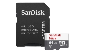 Карта памяти Sandisk Ultra microSDXC Class 10 UHS-I 80MB/s 64GB + SD adapter