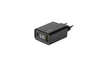 Сетевое зарядное устройство Deppa USB A + USB-C, PD, QC 3.0, 27W, дисплей (11395) Black