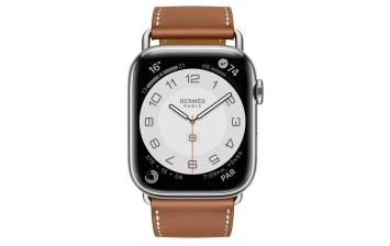 Смарт-часы Apple Watch Hermes Series 7 GPS + Cellular 45mm Silver Stainless Steel Case with Attelage Single Tour Gold