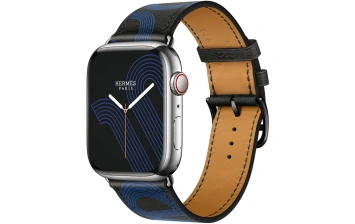 Смарт-часы Apple Watch Hermes Series 7 GPS + Cellular 45mm Silver Stainless Steel Case with Circuit H Single Tour Noir/Bleu Electrique