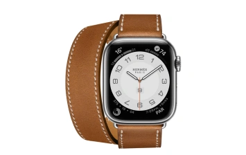 Смарт-часы Apple Watch Hermes Series 7 GPS + Cellular 41mm Silver Stainless Steel Case with Attelage Double Tour Fauve