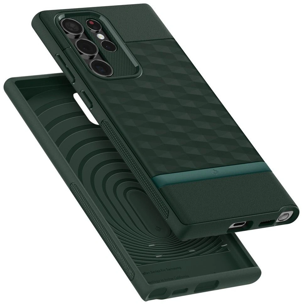 Купить Чехол Spigen Parallax Galaxy S22 Ultra (ACS03942) Midnight Green в  Москве по самым привлекательным ценам!