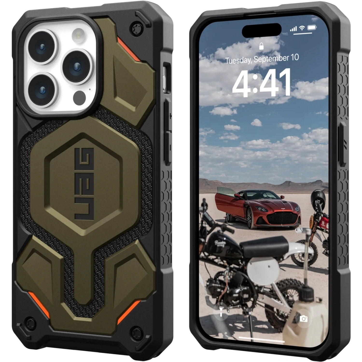 Чехол UAG с поддержкой MagSafe Monarch Pro для iPhone 15 Pro Max Kevlar  Elemental Green (11422211397B)