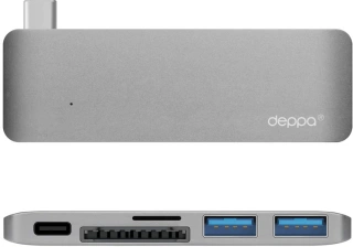 Хаб Deppa USB-C адаптер для MacBook, 5в1 (72217) Gray