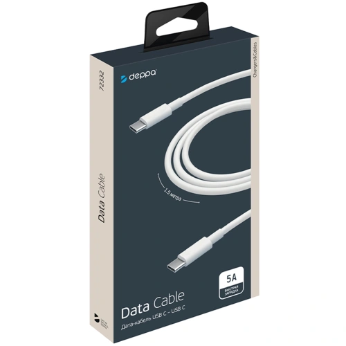 Купить Кабель Deppa USB-C/USB-C, 100W,5A 1.5m 72332 White в городе ...