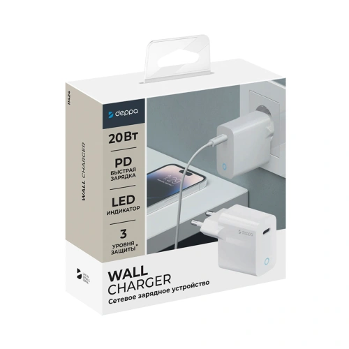 Купить Сетевое зарядное устройство Deppa 20W USB-C 11424 White в городе ...